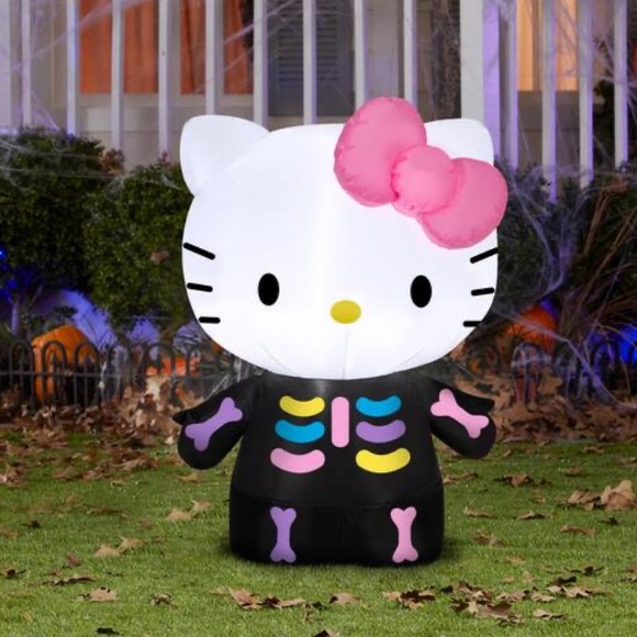Hello Kitty Halloween Colorful Sugar Skull Neon Skeleton Inflatable 3FT NEW - Picture 1 of 3